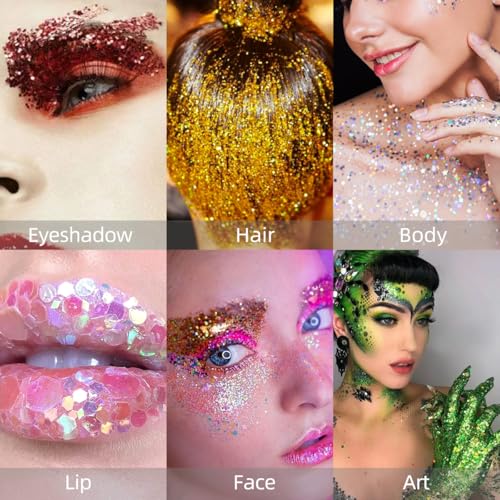 Halloween Body Face Hair Glitter Stick - Red & Black Chunky Style-31