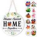 Yuzi-n Ivory Interchangeable Welcome Sign for Fall Halloween Front Door Decor