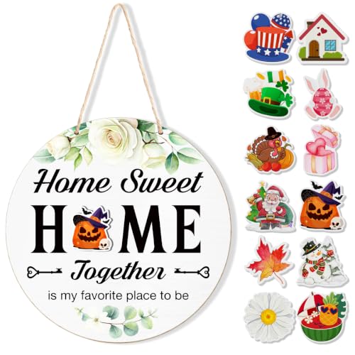 Yuzi-n Ivory Interchangeable Welcome Sign for Fall Halloween Front Door Decor