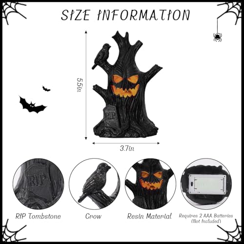 Halloween Tree Light Decoration with Glowing Face - Indoor Haunted Tree Scene