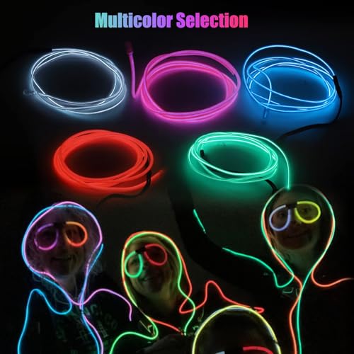 EL Wire Neon Lights 1M Light Blue - 5 in 1 Electroluminescent EL Wires Set for Holiday Party DIY Decoration