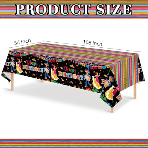 Mexican Fiesta Plastic Tablecloth 54x108 Inches - 3 Pack for Parties
