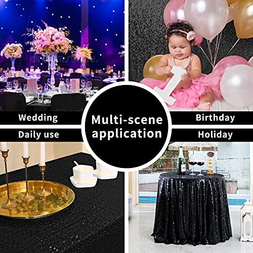 Black Sequin Tablecloth for Parties 60x102 Inch Rectangular Glitter Table Cover