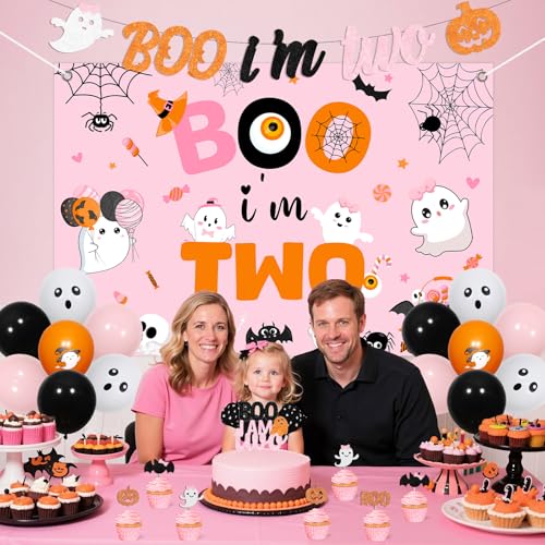 Halloween 2nd Birthday Decorations Girl Pink & Orange Party Supplies Set