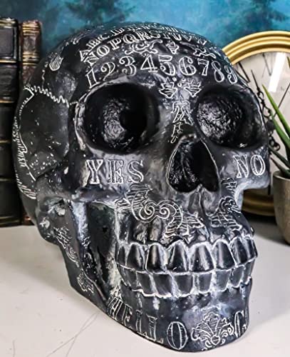 Black Solar Astrology Ouija Spirit Skull Statue - Paranormal Decor, Halloween Centerpiece