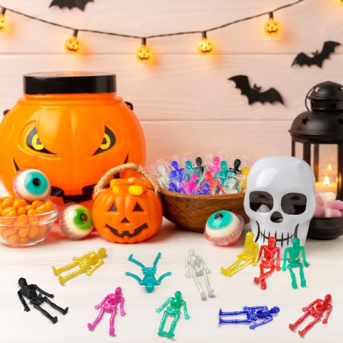 36 Pack Halloween Stretchy Skeleton Toys for Kids Boo Goodie Bags - Vibrant Colors