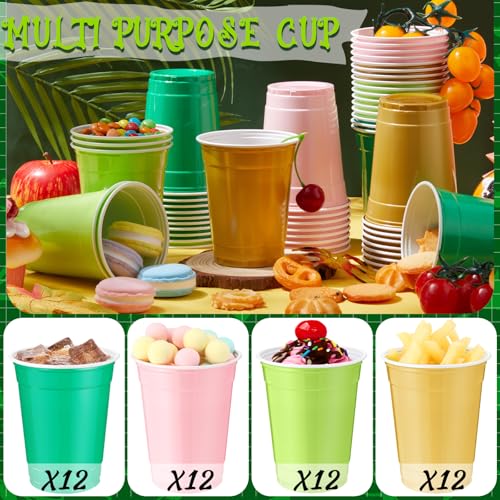 48 Pack Colorful Plastic Cups 12oz for Parties and Events - Witch Theme