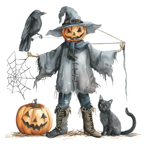 Halloween Wall Stickers Set - Pumpkin, Scarecrow, Black Cat & Spider Decals for Festive Decor