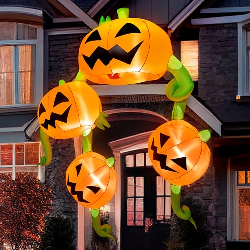 10 Ft Tall Halloween Inflatable Pumpkin Hanging Roof Decor with LEDs