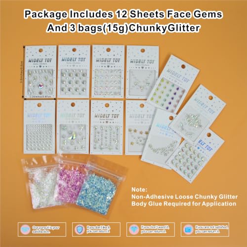 Glow Body & Face Gems with Chunky Glitter Set - Luminous Makeup Kit