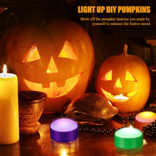 Halloween Pumpkin LED Lights Set - Green, Orange, Purple with Remote & Modes