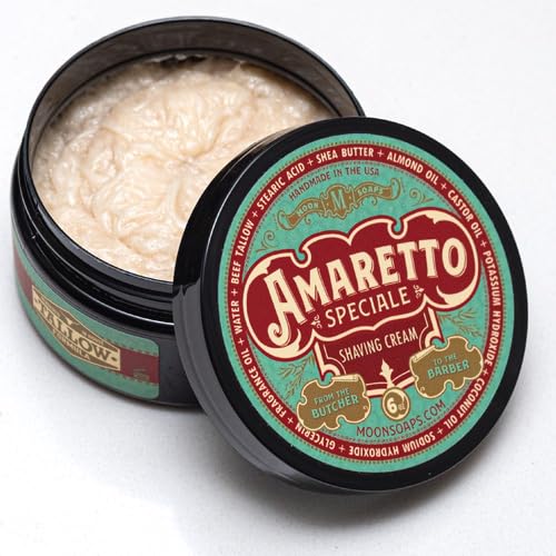 Moon Soaps Amaretto Speciale – Luxury Tallow Shaving Soap with Almond & Dark Cherry Scent, 6 oz