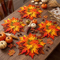 Fall Thanksgiving Maple Leaf Placemats Set - 4 Multicolor 15 Inch - Layered 3D Design