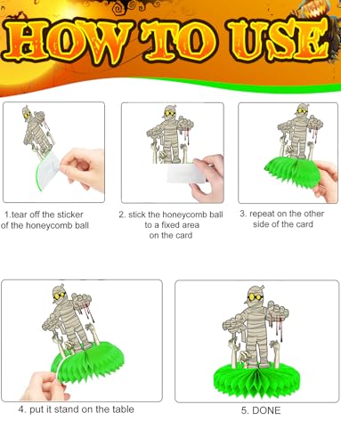 Halloween Honeycomb Table Decorations - 9 Pcs Spooky Centerpieces, Ghost, Pumpkin & More - Halloween