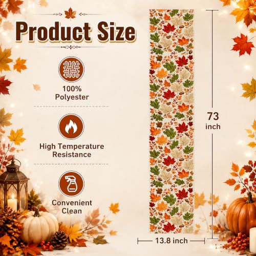Fall Maple Leaves Table Runner for Thanksgiving & Autumn Decor - OHOME