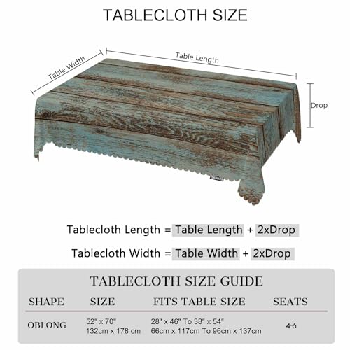 70 x 52 Inch Rustic Barn Wood Tablecloth for Indoor and Outdoor Dining - Washable, Non-Fading, Elegant Butterfly Edges