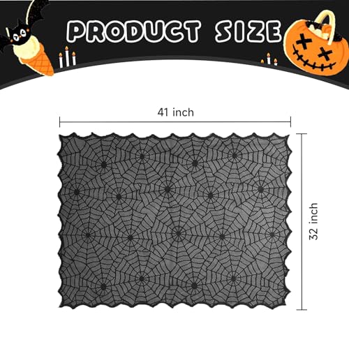 Halloween Spider Web Lace Tablecloth - 32x41 Inch Decorative Cover for Parties