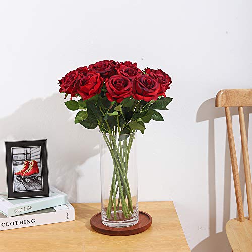 Artificial Roses Flowers Bulk Set - Gradient Burgundy Silk Long Stems for Wedding & Home Decor (50 Pieces)