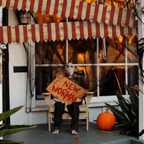 6 Pack Red White Striped Circus Tent Halloween Banner Set - Carnival Party Decor