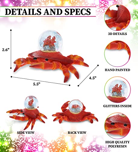 Animal Snow Globe - Crab Glass Collectible Decor, 45mm