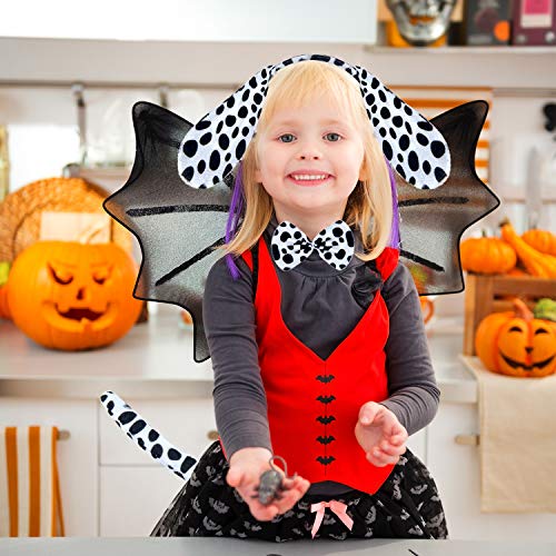 120pcs Halloween Dalmatian Puppy Dog Costume Set with Ears Headband for Cosplay & Party