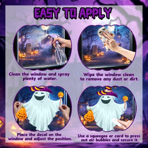 Halloween Window Clings Spooky Ghosts Bats Witches Decals for Glass - Variation: Ghosts