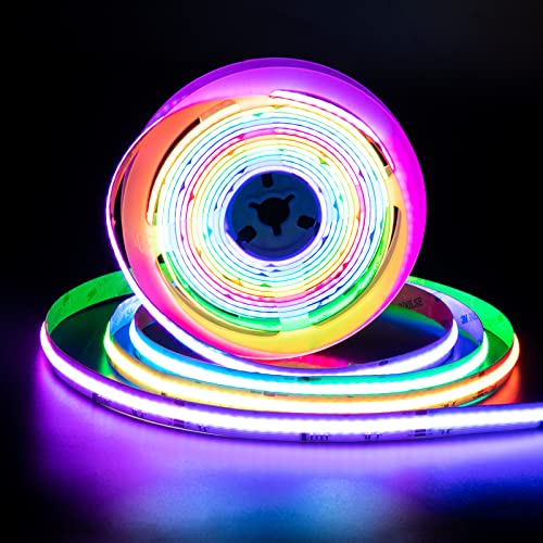 24ft RGB Smart IC COB LED Strip Light - Addressable Multicolor Tape for TV & Bedroom