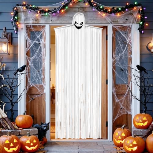 Halloween Ghost Hanging Decorations - DIY Interchangeable Horror Faces, Indoor & Outdoor, 78.7 Inches