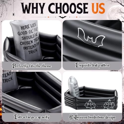 Halloween Inflatable Candy Cooler - 40 Inch Graveyard Coffin Shape for Parties
