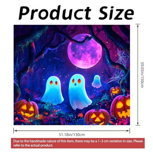 UV Reactive Pumpkin Tapestry 59x51 Inches Neon Blacklight Decor Polyester - Variation of YLU03330