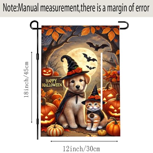 Halloween Garden Flag 12x18 Dog Cat Pumpkin Welcome - Variation 08