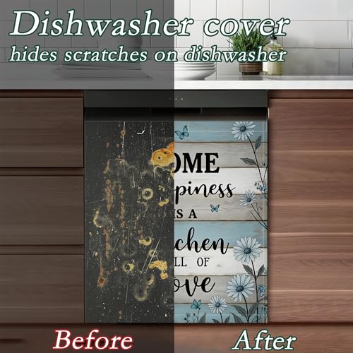 Rustic Flowers Dishwasher Magnet Cover - Decorative Full Panel Kitchen Decor 23x26 Inch