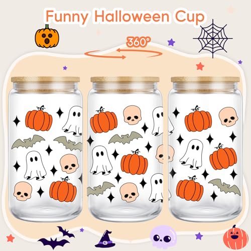 Halloween Pumpkin Ghost Skull 16 oz Mug - Spooky Fall Coffee Cup