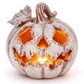 Gray 4.1 Inch Light Up Halloween Pumpkin Resin Jack O Lantern LED