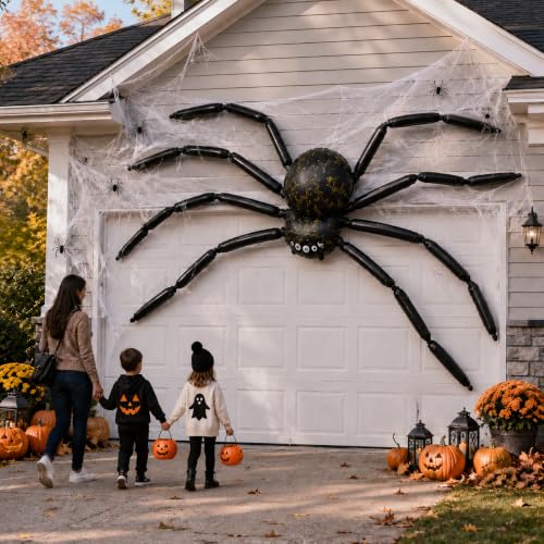 Halloween Spider Balloon Decoration Set with Web and Mini Spiders