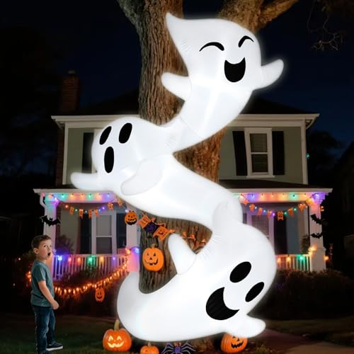 8ft Tall Inflatable Ghosts for Trees Halloween Outdoor Decorations Light Up Yard Decor