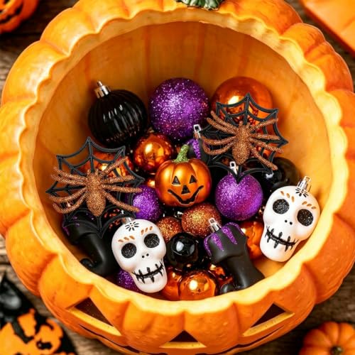 30pcs Shatterproof Halloween Tree Ornaments - Ghost, Skull, Pumpkin & Spider Decorations - Variation of THIS listing
