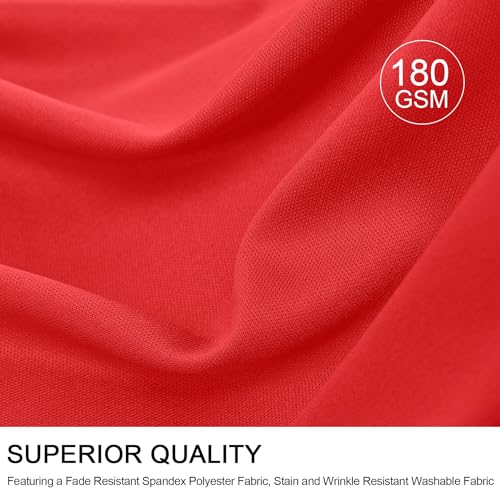 Red Spandex Tablecloth 6FT Rectangle Cover with Skirt - 6 Pack, Wrinkle-Free