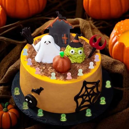 Mini Resin Ghost Figurines for Halloween Decorations, 50 Pack Glow in the Dark