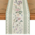 Green Printed Lace Floral Table Runner 13x72 Inch Summer Kitchen Decor