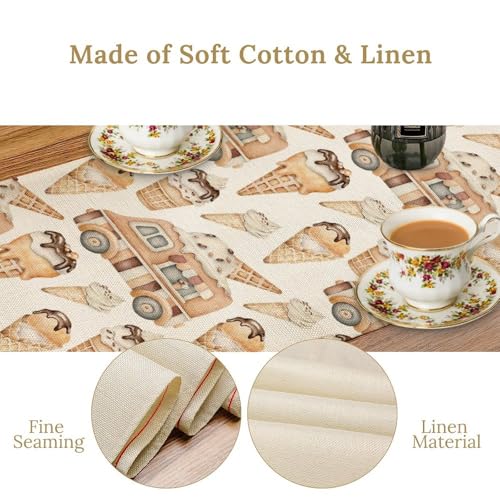 Summer Ice Cream Table Runner Brown Chocolate - 13x36in Farmhouse Decor