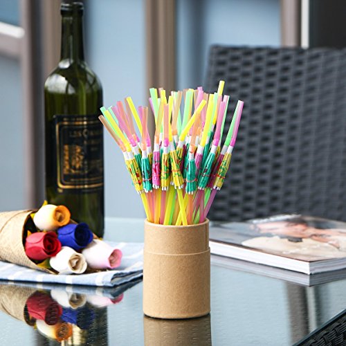 Umbrella Design Drinking Straws for Beach & Party - 50 Pack