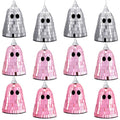 Halloween Disco Ghost Ornaments - Pink Mirror Ghosts for Halloween Party Decor - 12 Pcs