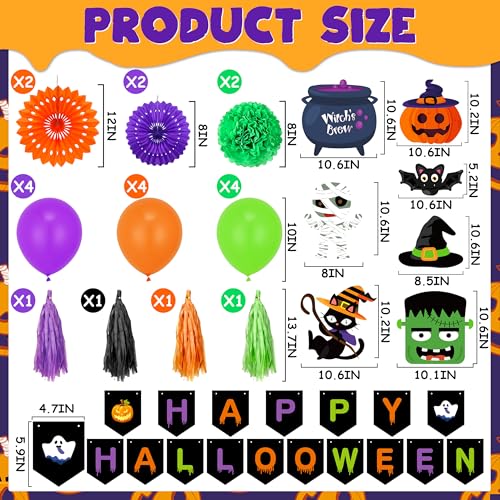 Halloween Car Decorations Kit with Banner Balloons & Tassels for SUV Truck