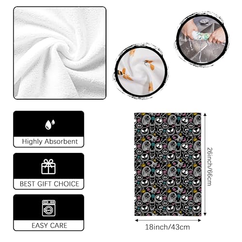 Gray Halloween Kitchen Towels 18x26 Inch 2 Pcs Spooky Home Party Decor
