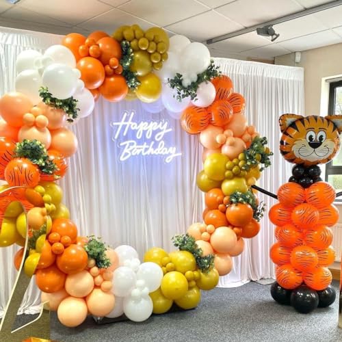 Orange White Latex Balloons 60 Pack 12 Inch with Confetti & Ribbon - Variation: Orange White
