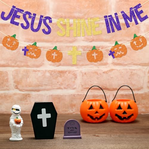 Halloween Christian Banner Pumpkin Jesus Shine In Me Fall Church Decor