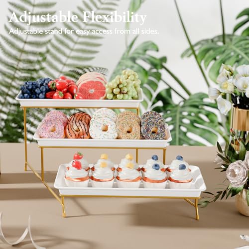 Bumusty 3-Tier Melamine Serving Tray Set - Gold, 14 x 7 Inches