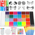 Kids Face Paint Kit with 26 Colors, Stencils, Glitter & Gems for Parties