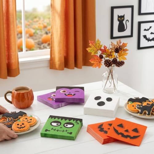 Halloween Monster Cocktail Napkins 100 Pcs - Cartoon Monster Squad Variation